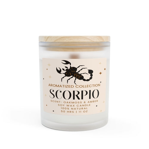 Scorpio Oakmoss & Amber Scented Candle, 11oz Frosted Glass || Zodiac