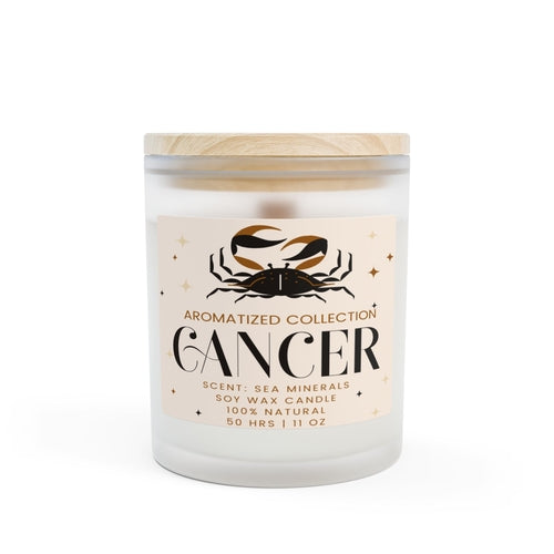 Cancer Sea Minerals Zodiac Candle - 11oz Frosted Glass Aromatherapy