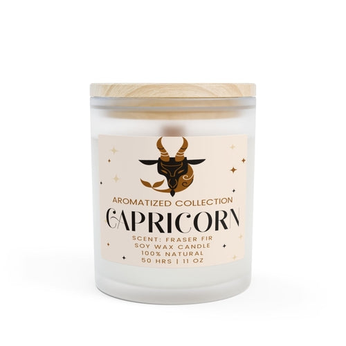 Capricorn Fraser Fir Frosted Glass Candle 11oz | Zodiac Decor,
