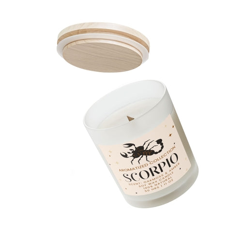Scorpio Oakmoss & Amber Scented Candle, 11oz Frosted Glass || Zodiac