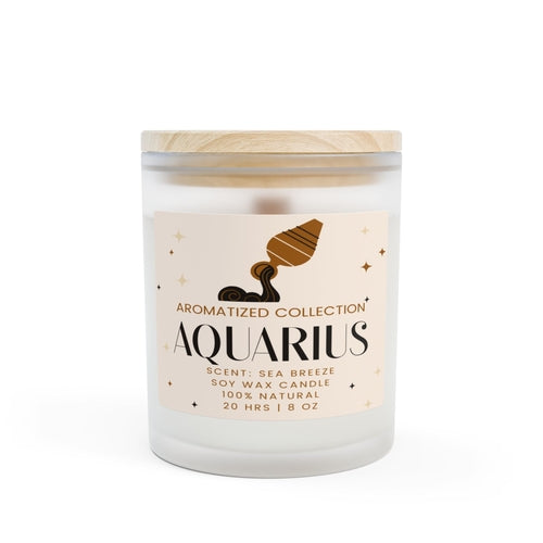 Aquarius Sea Minerals Candle | Frosted Glass Candle for Home Decor,