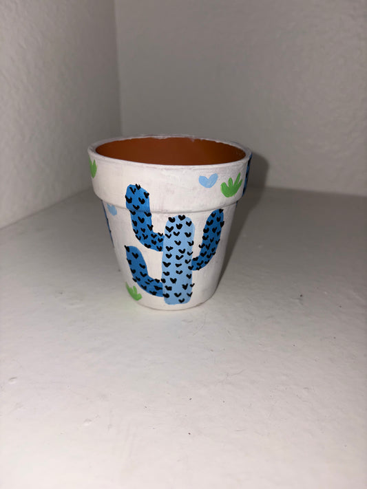 Cactus Painted Terra Cotta Pot
