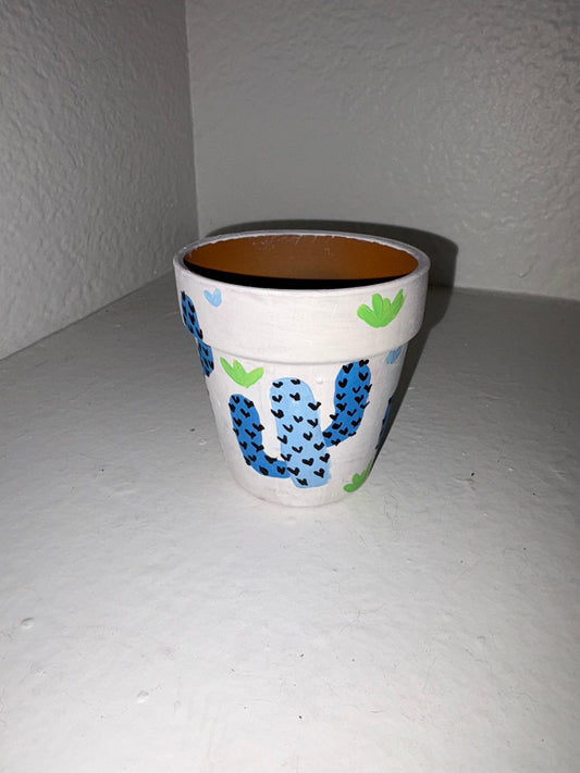 Cactus Painted Terra Cotta Pot